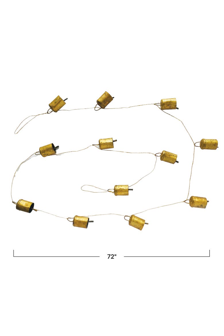 Iron Bell Garland with Jute Cord, Alternate, color, Gold