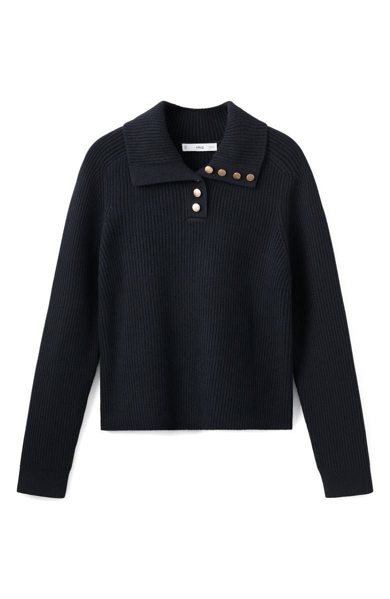 MANGO Ribbed Polo Sweater, Alternate, color, Dark Navy