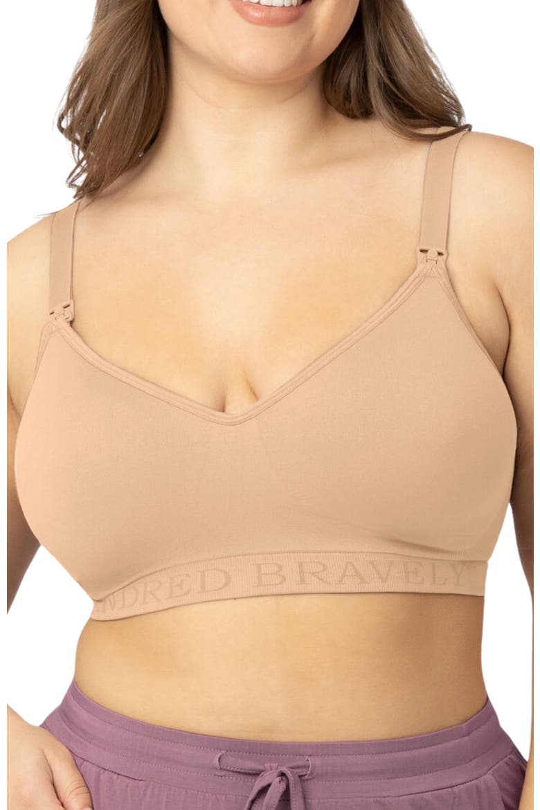 Busty Contour Hands-Free Pumping & Nursing Bra-  Sizing Options Available in E-H Cup, Main, color, Beige