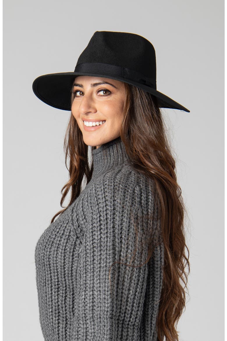 Grosgrain Ribbon Fedora Hat, Alternate, color, BLACK