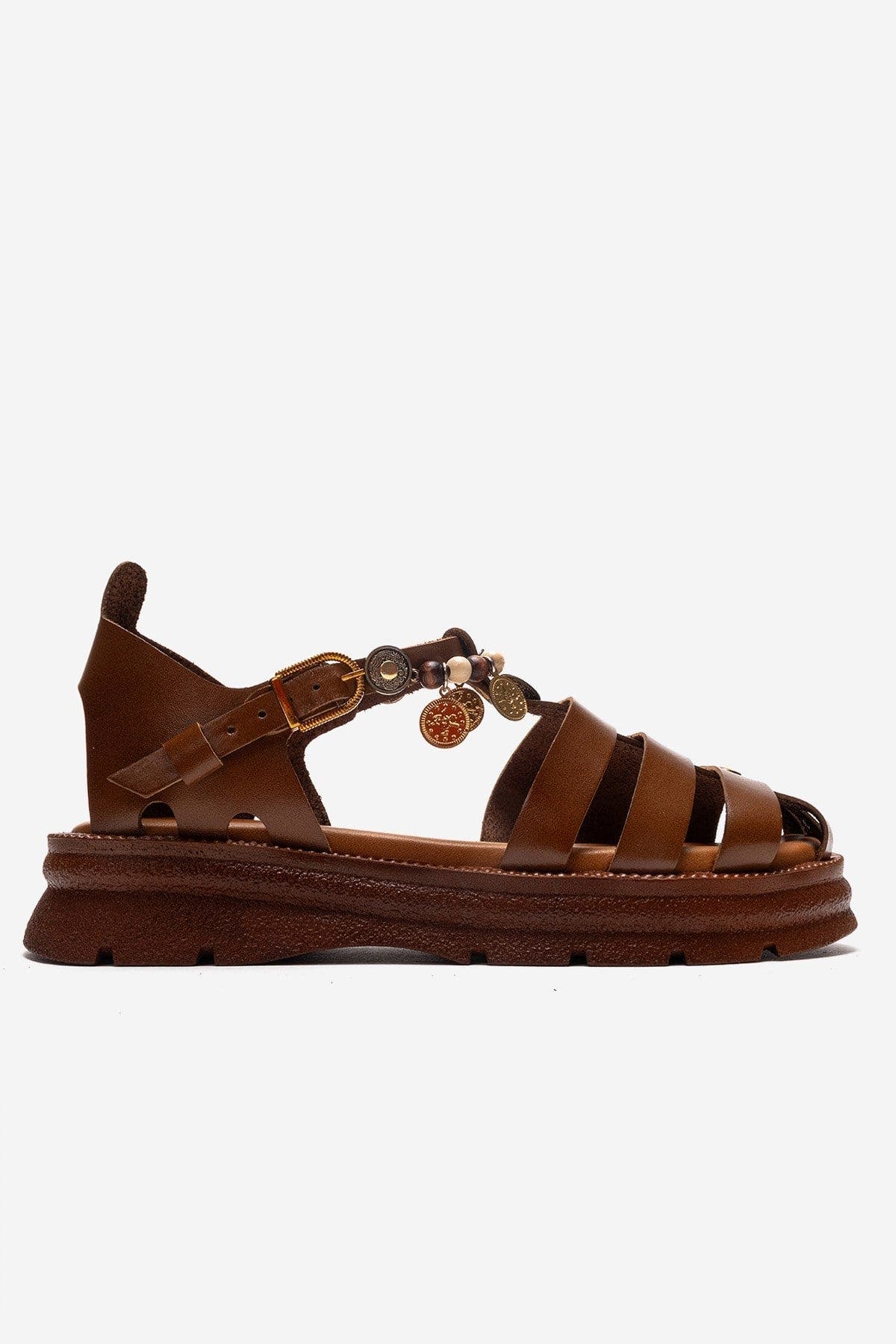 Solis Leather Beaded Sandal, Alternate, color, Cognac