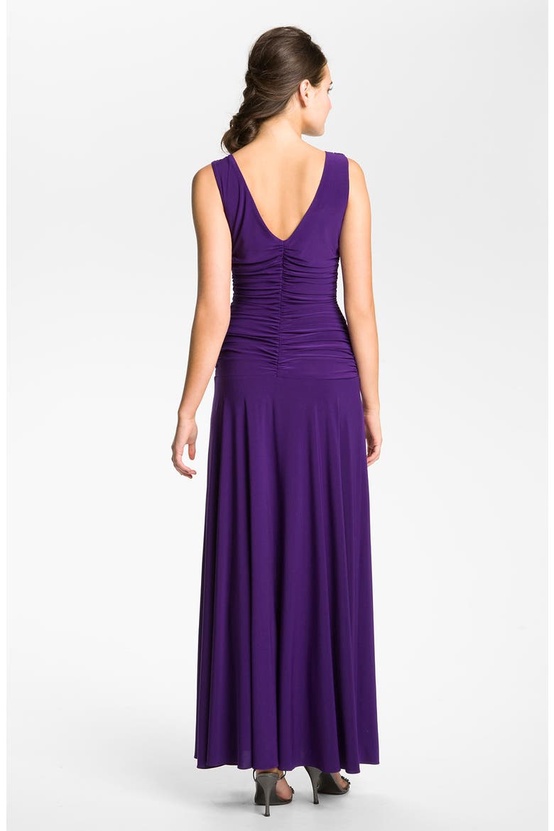 Ruched Cowl Neck Jersey Gown, Alternate, color, IRIS