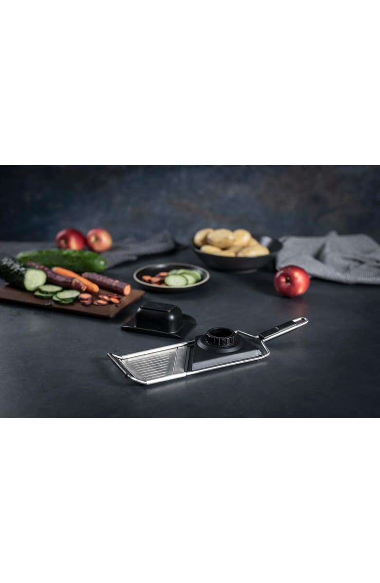 Kuhn Rikon Essential Mandoline Slicer with Adjustable Stainless Steel Blade for Vegetables & Fruit, Alternate, color, Silver