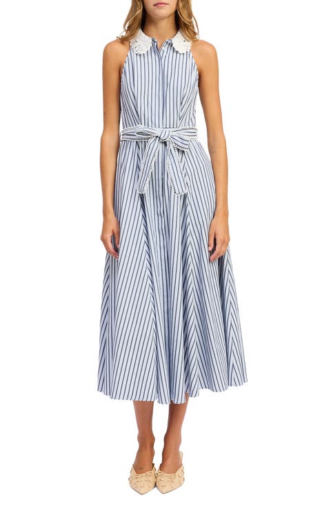 Clara Stripe Sleeveless Midi Shirtdress