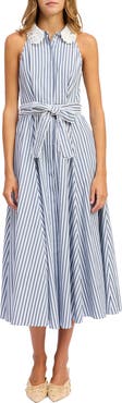 En Saison Clara Stripe Sleeveless Midi Shirtdress