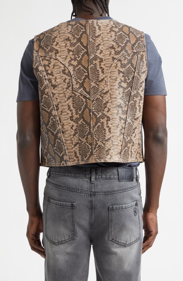 MIDNIGHT RODEO Tombstone Snakeskin Embossed Leather Vest, Alternate, color, Snakeskin Print