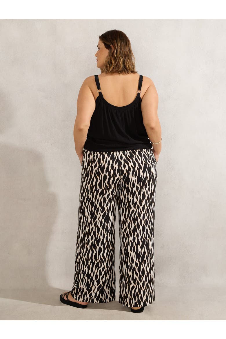 Drawstring Waist Wide Leg Pants, Alternate, color, Cream/Black