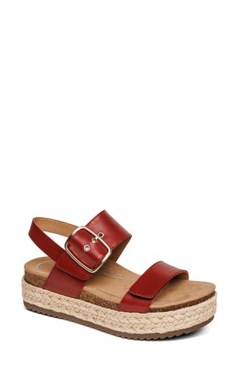 Aetrex Vania Arch Support Platform Sandal In Red In Red