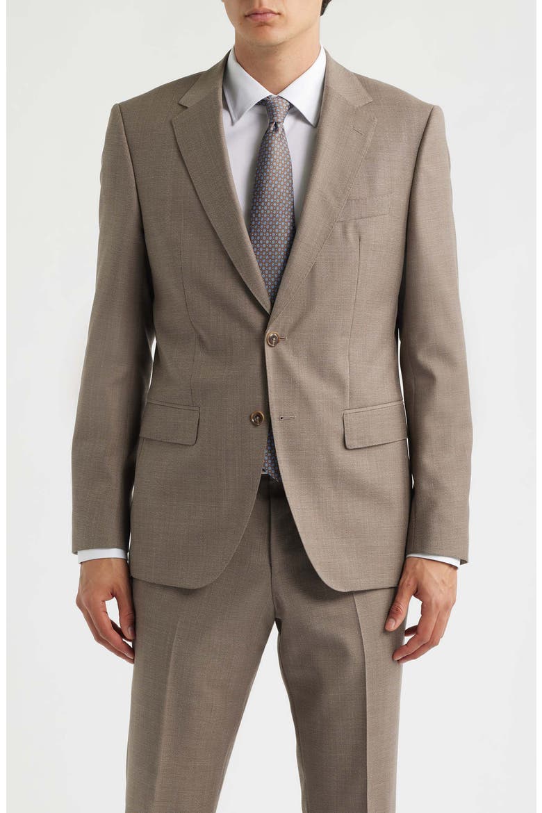 Huge Slim Fit Textured Virgin Wool Suit, Alternate, color, TAN
