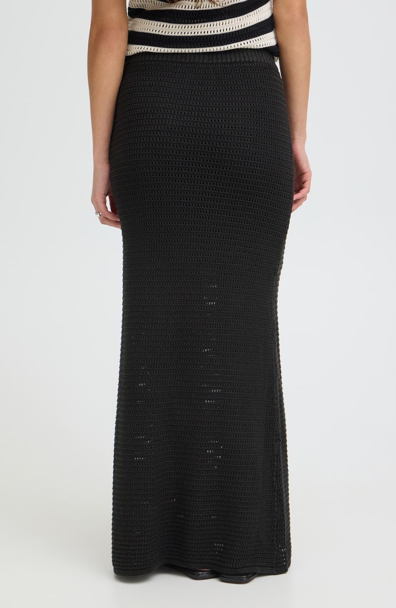 ICHI Maxi Sweater Skirt, Alternate, color, Black