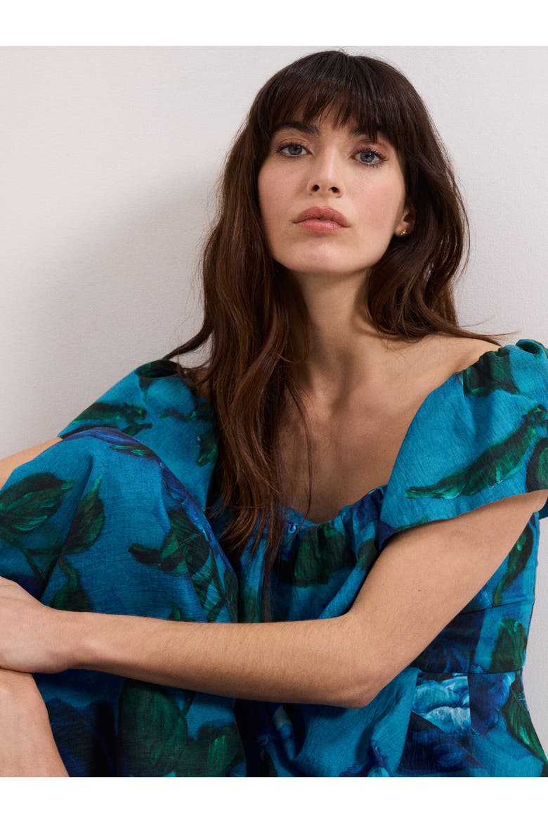 Brianne Floral Midi Dress, Alternate, color, Blue