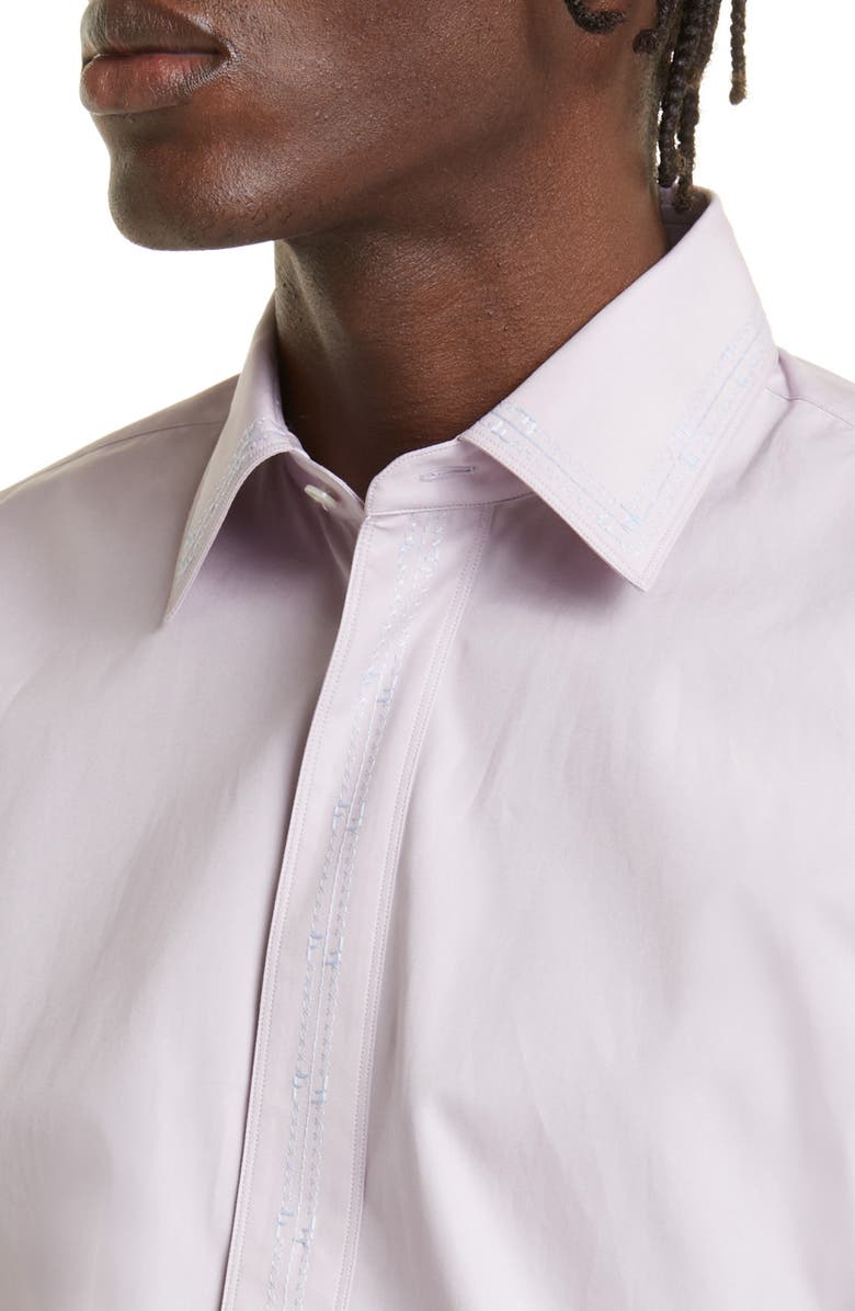 Fendi Men's Logo Embroidered Cotton Poplin Button-Up Shirt, Alternate, color, 