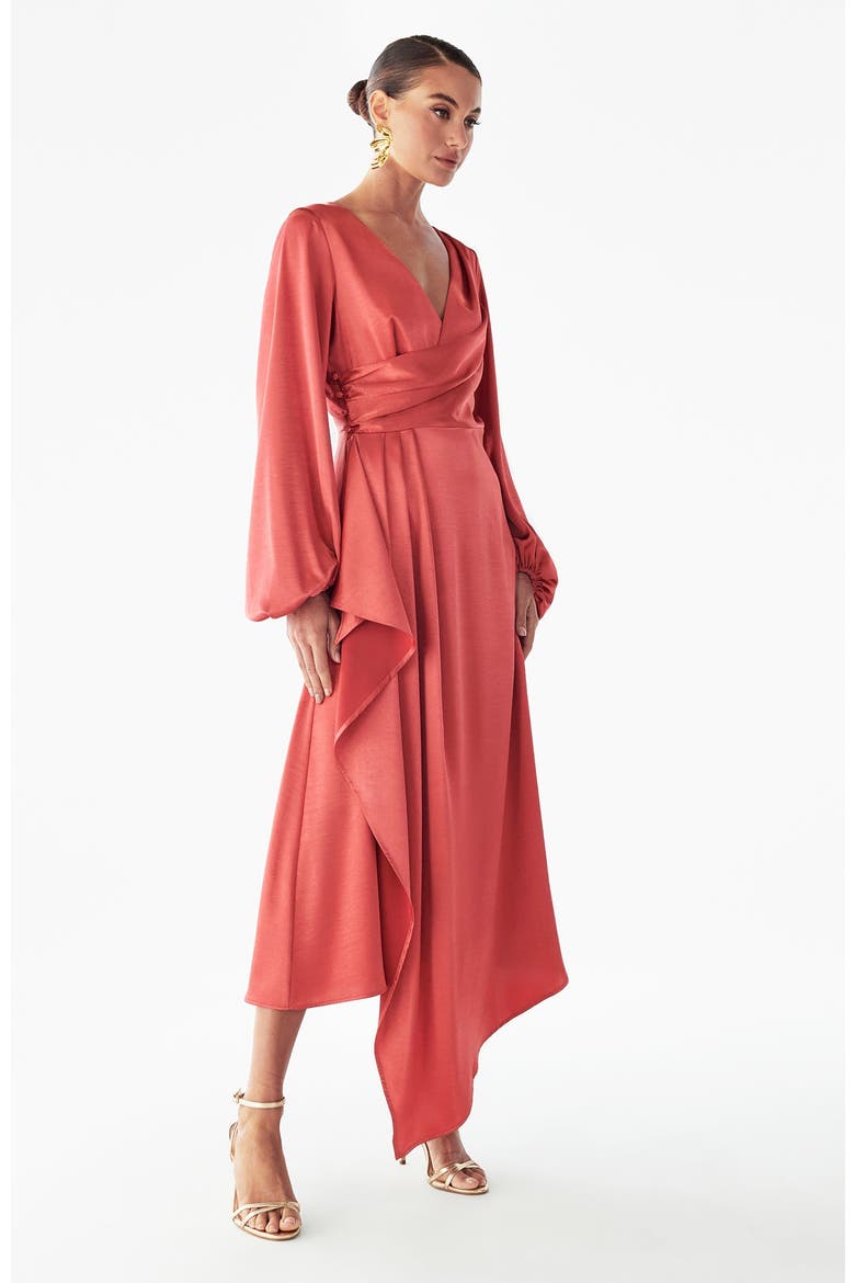 Philipa Midi Dress, Alternate, color, Vermilion