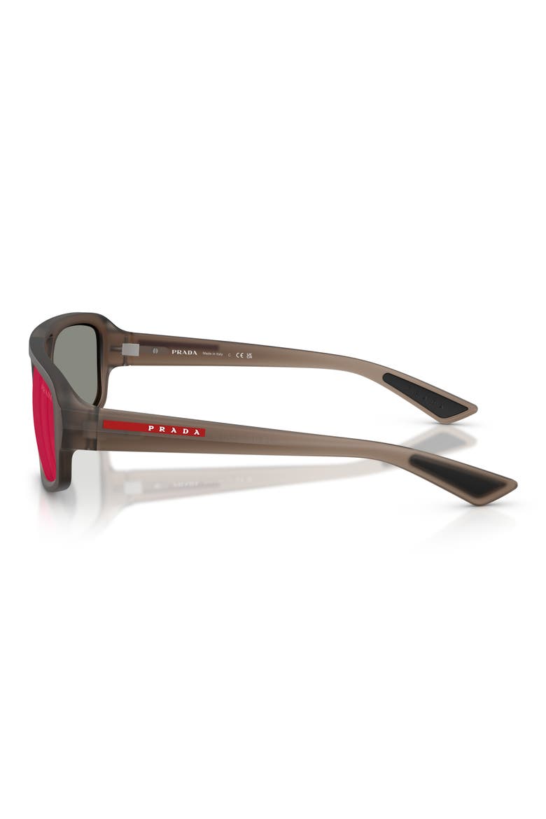 57mm Mirrored Irregular Sunglasses, Alternate, color, BROWN / DARK GREY BLUE/ RED