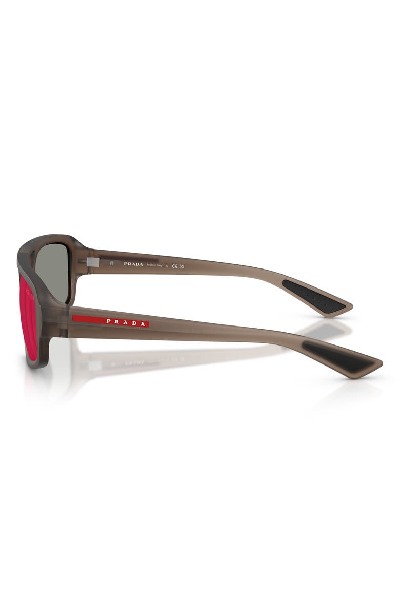 Prada Linea Rossa 57mm Mirrored Irregular Sunglasses, Alternate, color, Brown / Dark Grey Blue/ Red