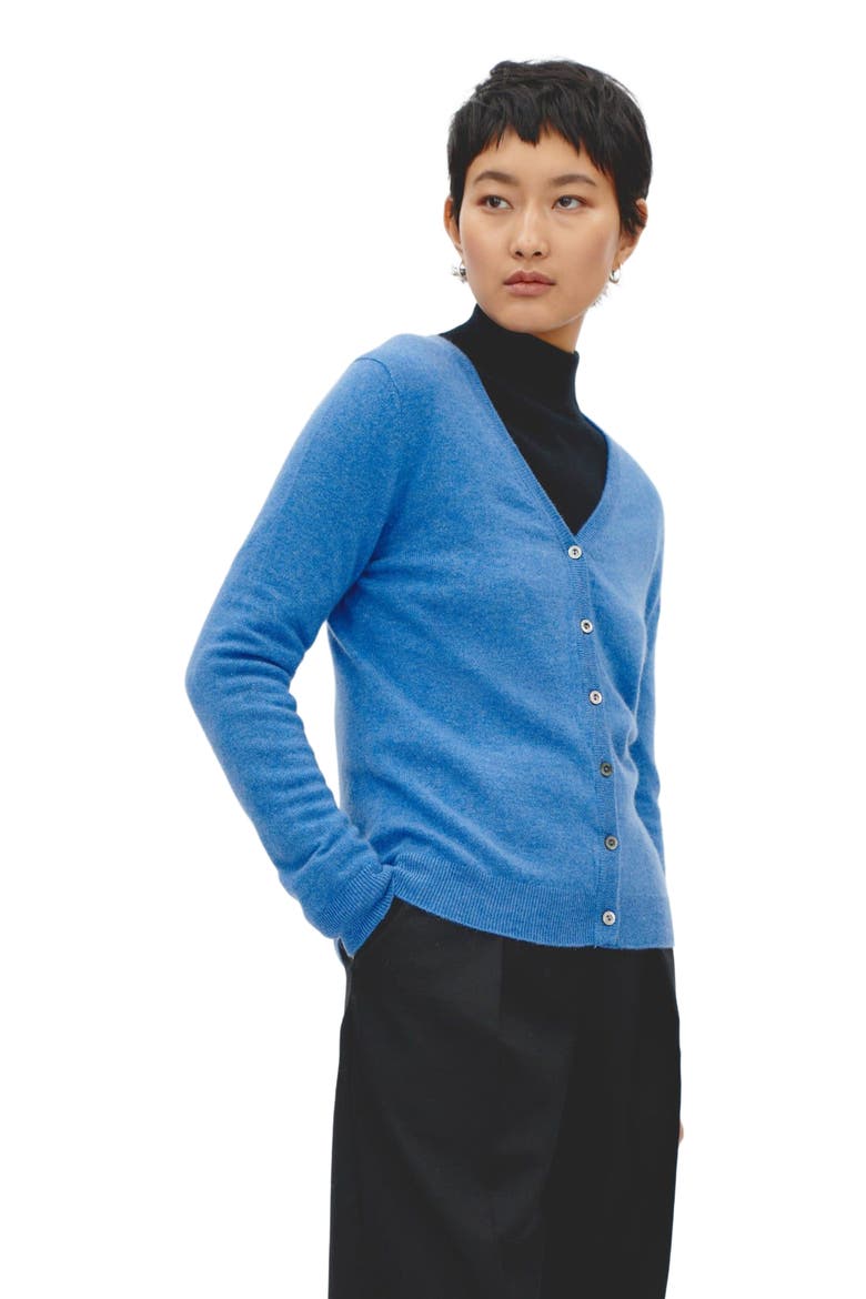 Essential Cashmere V-Neck Cardigan, Alternate, color, blue