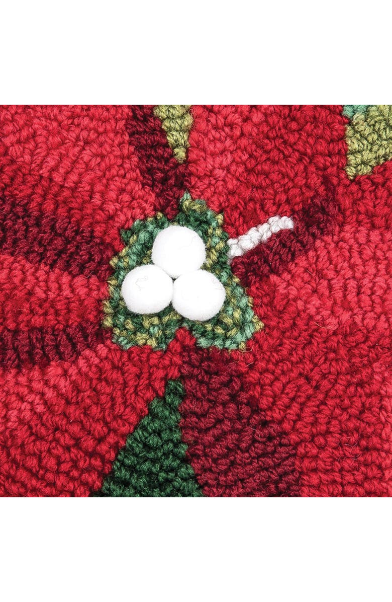 C&F Home Poinsettia Christmas Hooked Mini Accent Pillow 8" x 8", Alternate, color, 