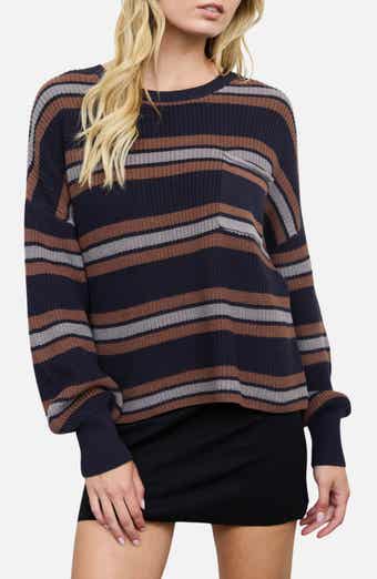 Striped Raw Edge Crewneck Sweater