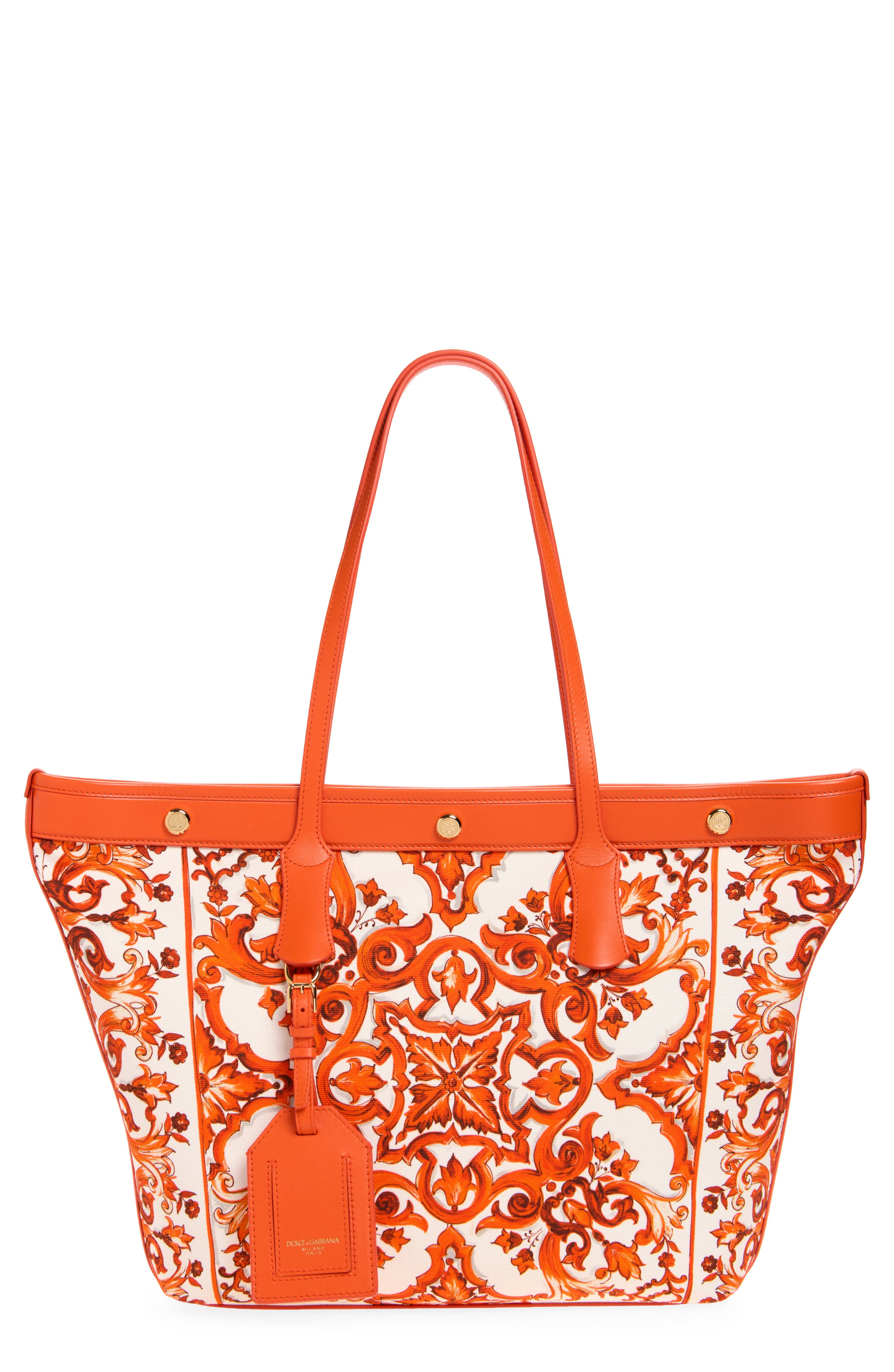 Dolce&Gabbana Atene Majolica Tote, Main, color, Id3tn Majolica 1 Orange
