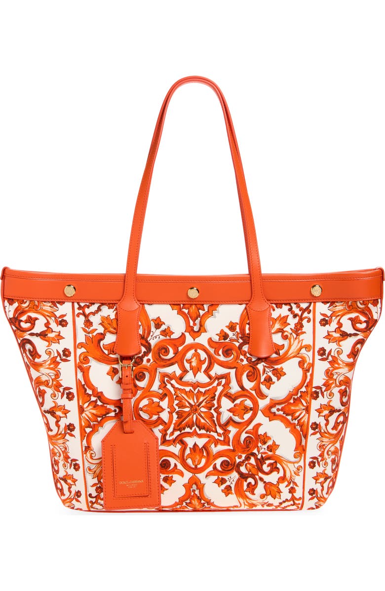 Dolce&Gabbana Atene Majolica Tote, Main, color, Id3tn Majolica 1 Orange
