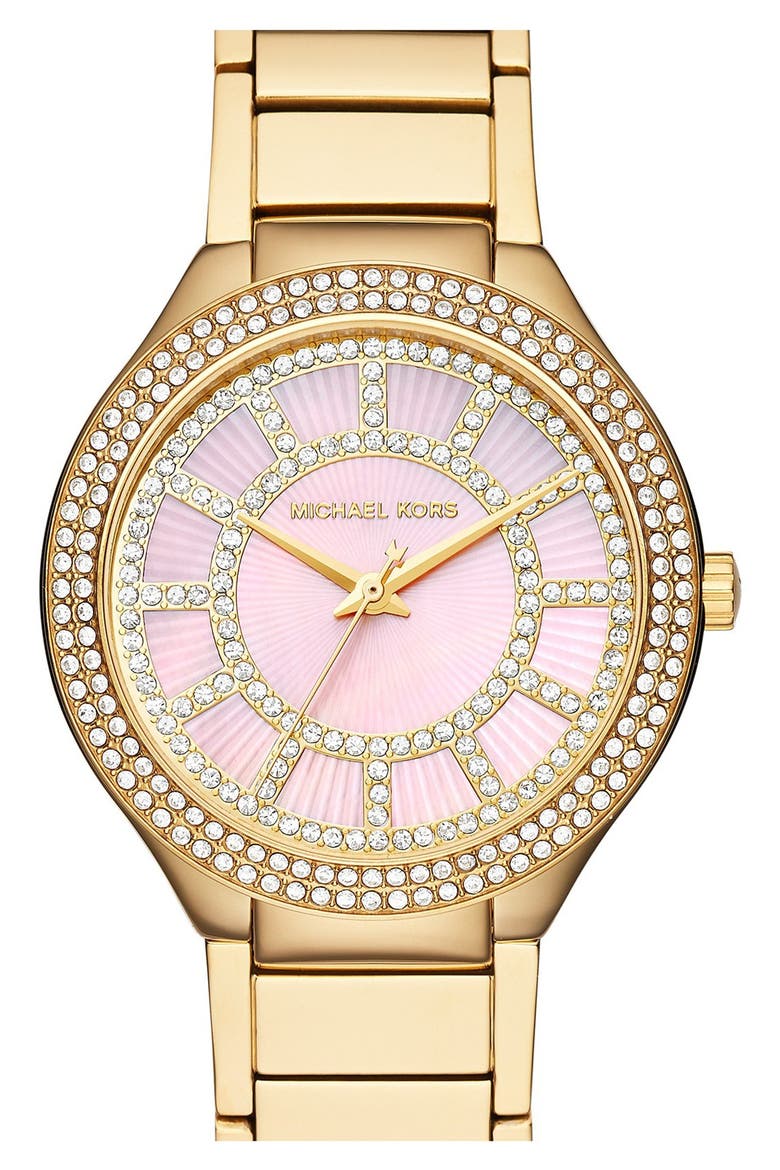 Michael Kors 'Kerry' Crystal Accent Bracelet Watch, 38mm, Main, color, GOLD/ PINK