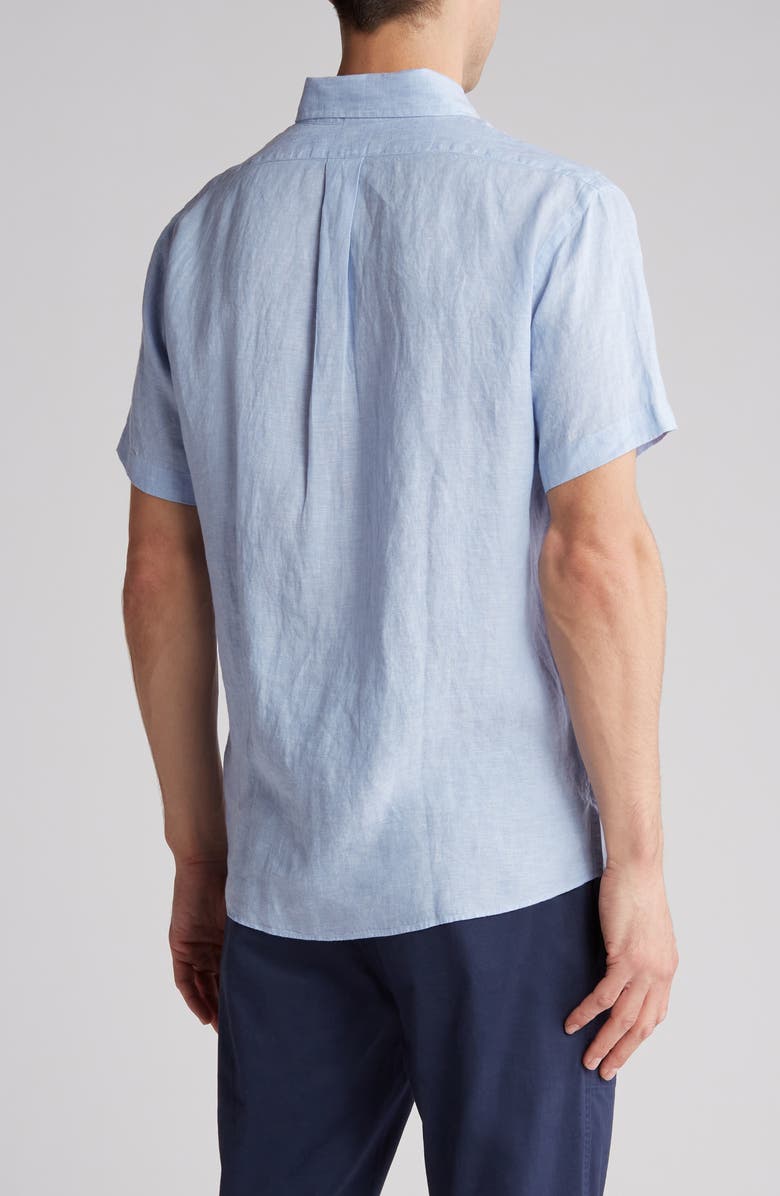 Brooks Brothers Regular Fit Short Sleeve Linen Button-Down Shirt, Alternate, color,