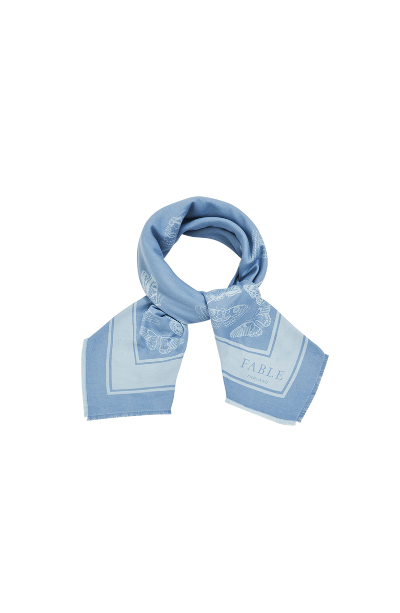 Fable England Butterfly Jacquard Square Scarf, Alternate, color, Blue