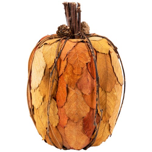 Northlight Layered Leaves Fall Harvest Pumpkin With Pinecones Decoration In Orange