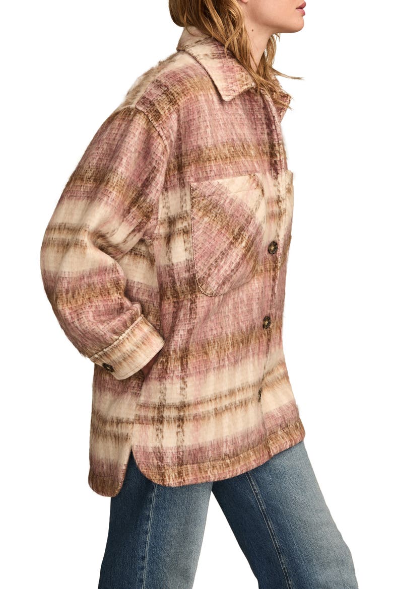 Oversize Plaid Shirt Jacket, Alternate, color, PINK PLAID