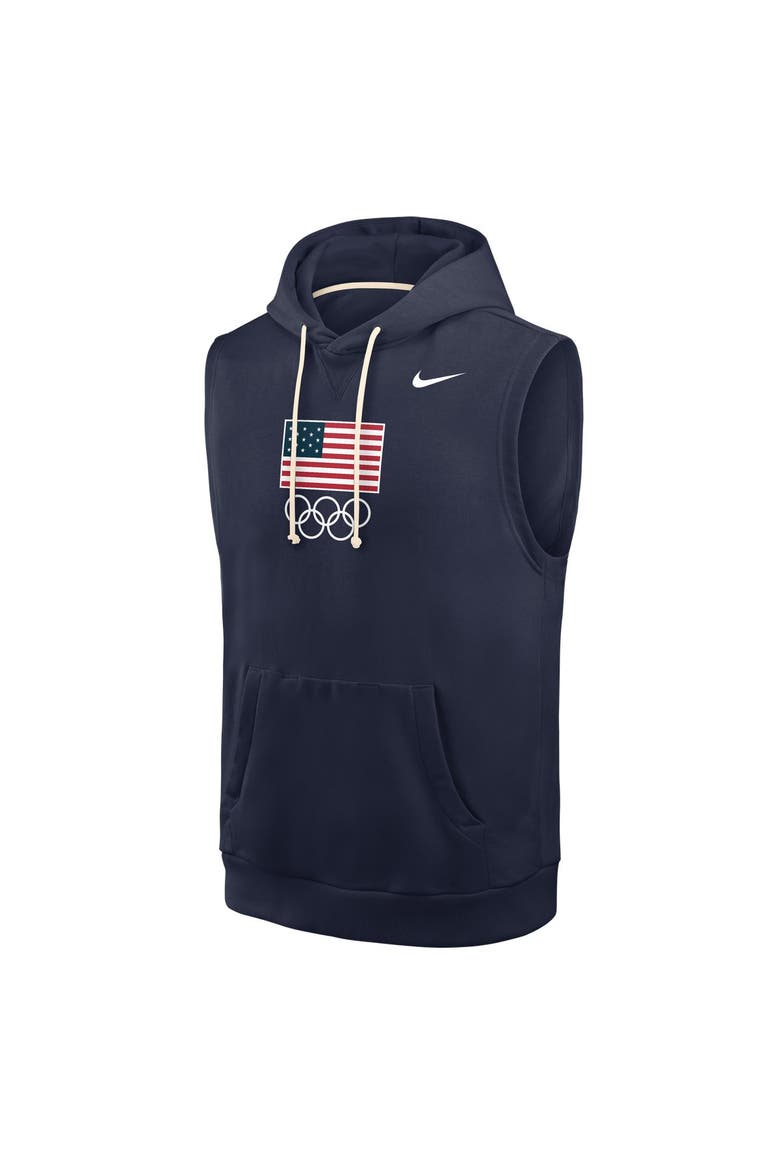 Men's Nike Navy Team USA Dri-FIT Sleeveless Hoodie, Main, color, Navy