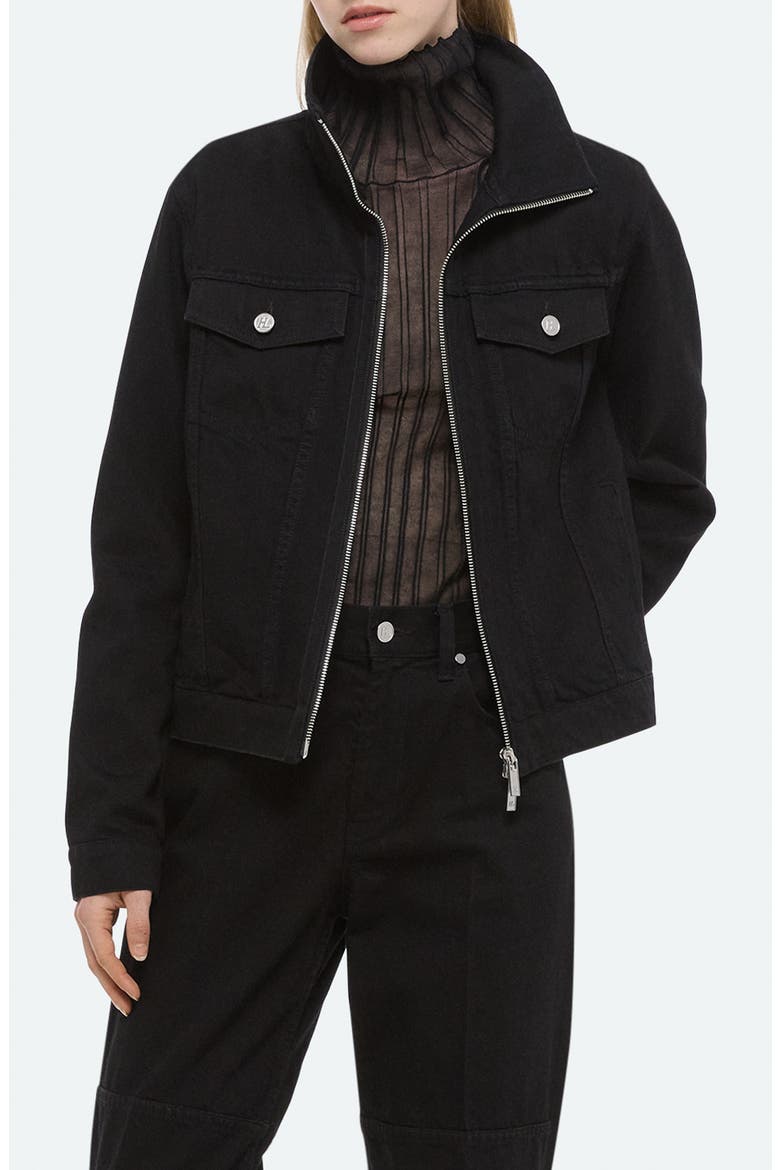 Funnel Zip Trucker Jacket, Alternate, color, RINSED BLACK