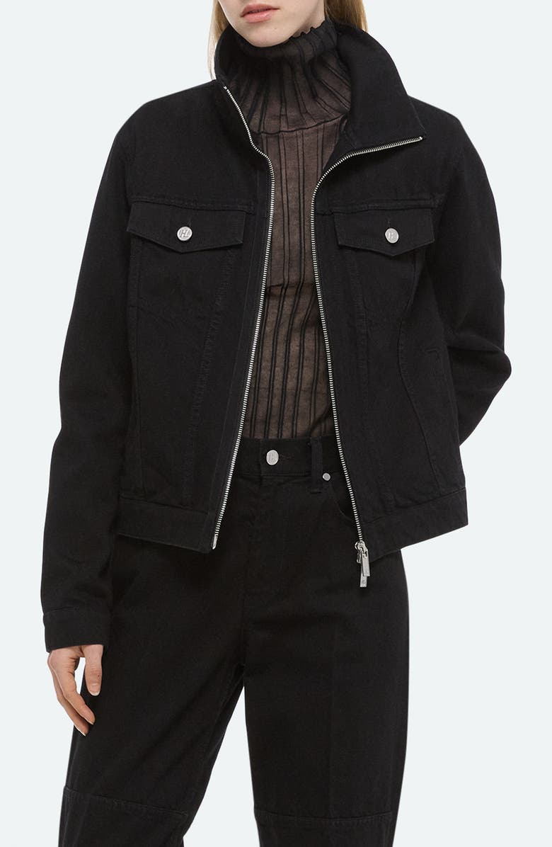 Helmut Lang Funnel Zip Trucker Jacket, Alternate, color, Rinsed Black