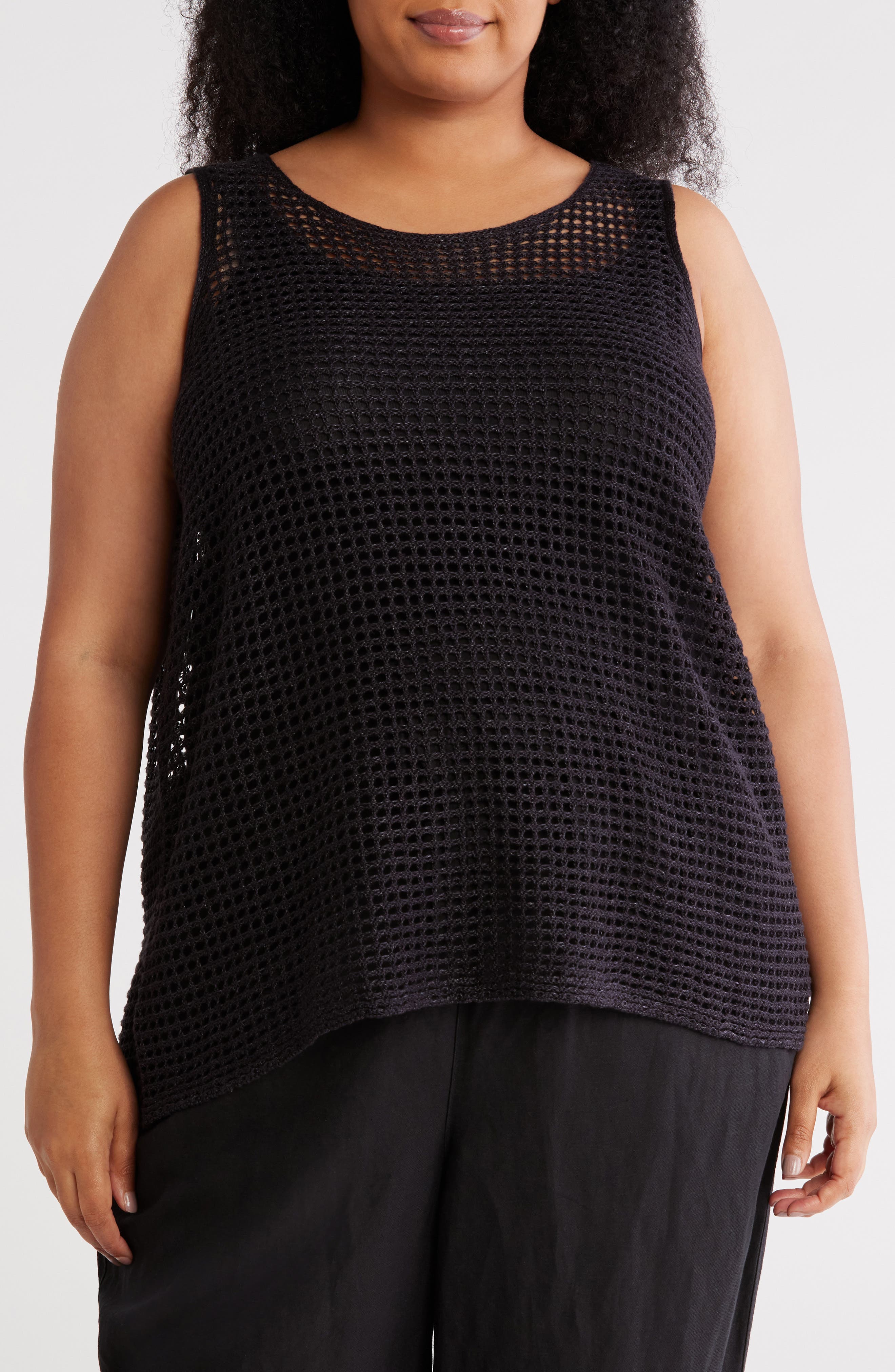 Eileen Fisher Open Stitch Organic Cotton Sleeveless Sweater