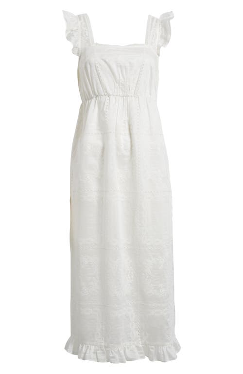 Wayf Rosalie Embroidered Midi Dress In White