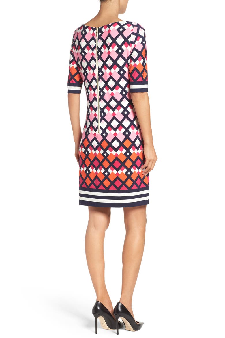 Border Print Shift Dress, Alternate, color, PINK
