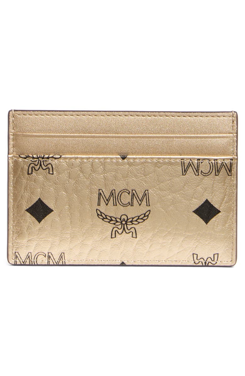 MCM Aren Visetos Coated Canvas Card Case, Alternate, color, 