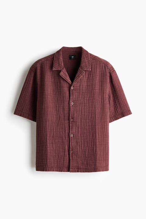 Relaxed Fit Short-sleeved Muslin Shirt