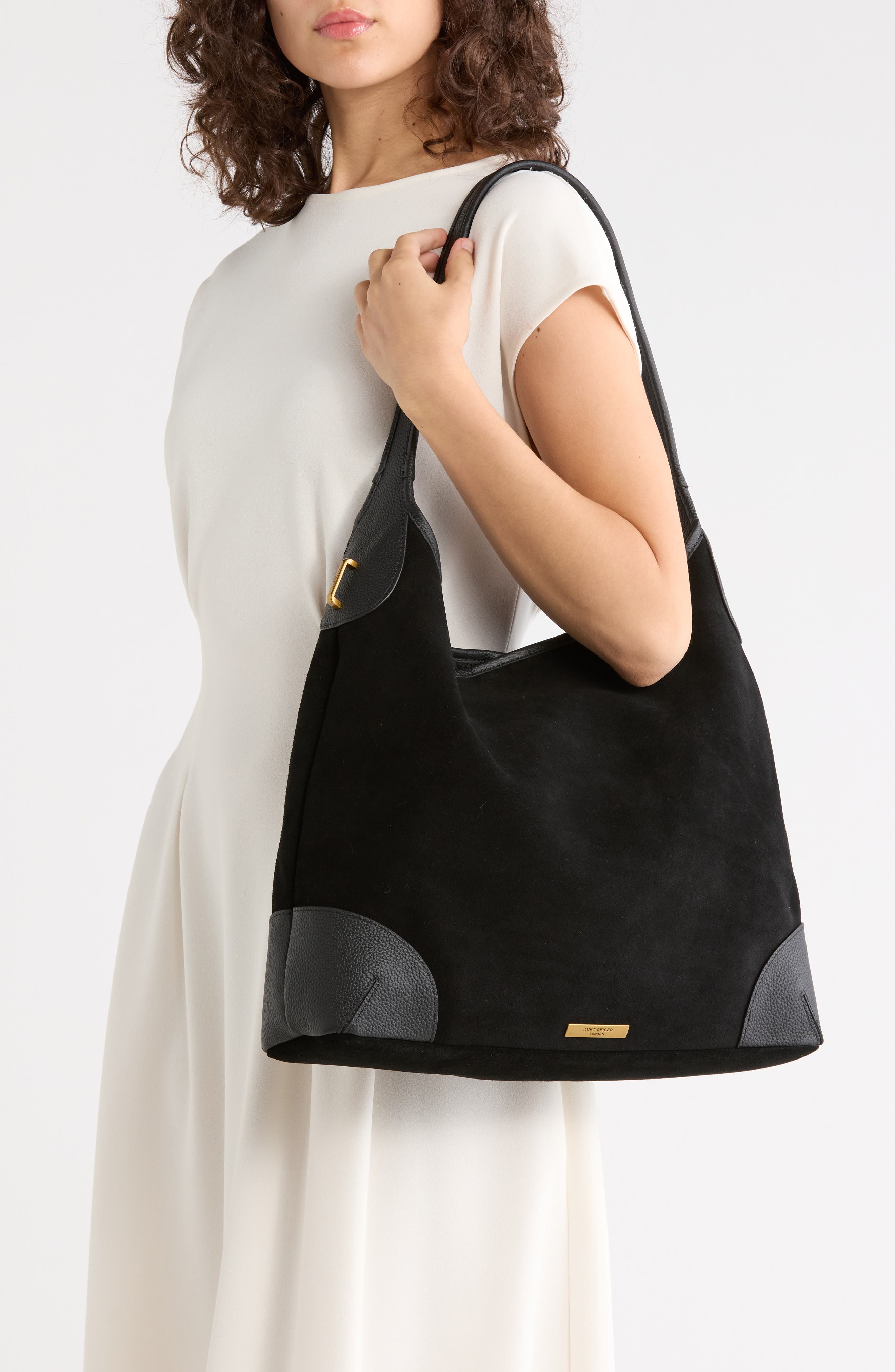 Balham Slouch Large Leather Hobo, Alternate, color, BLACK