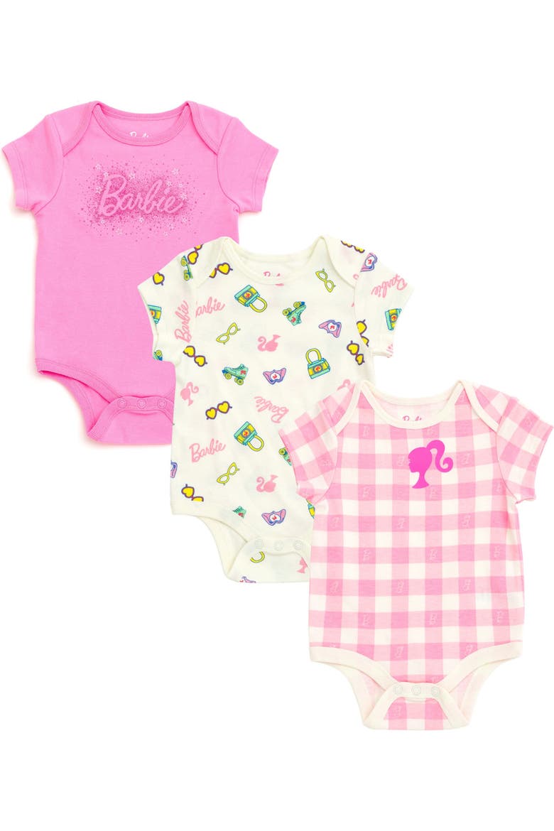 One Piece Short Sleeve Bodysuits, Main, color, Barbie Pink Tusk