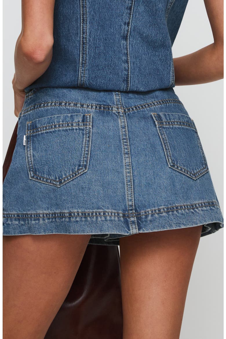Stefenie Denim Miniskort, Alternate, color, MID WASH
