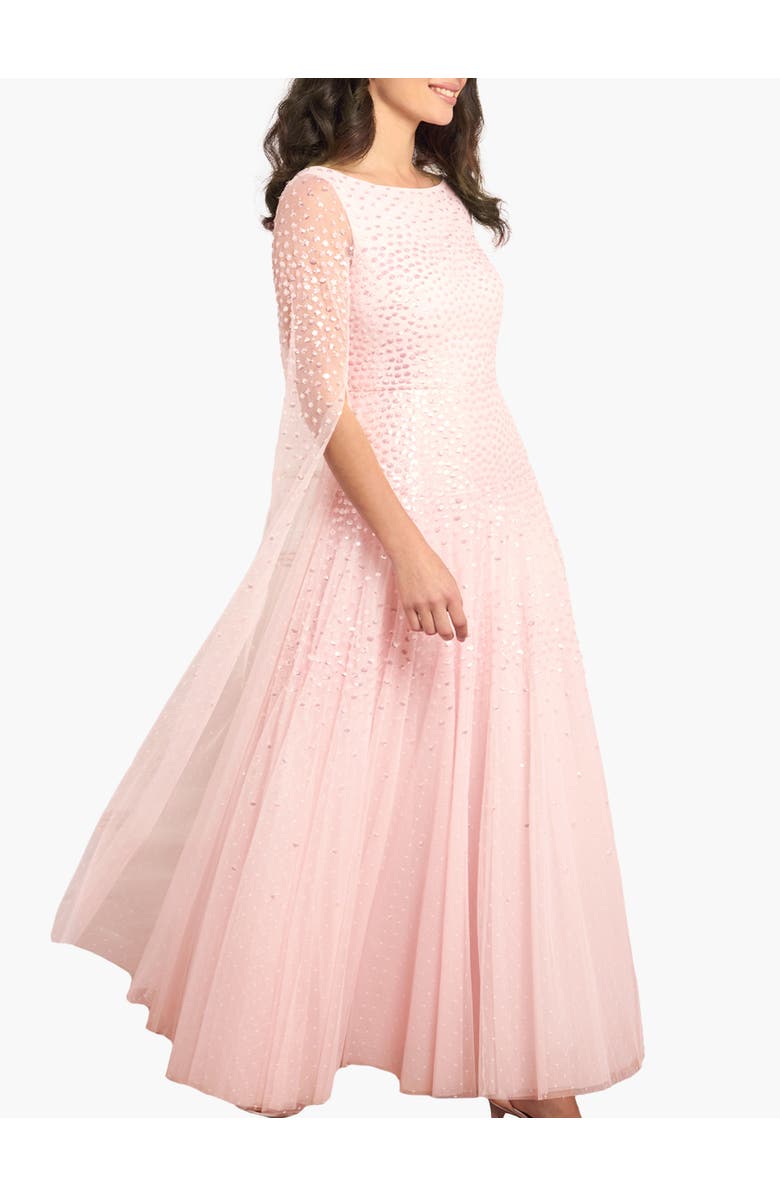 Needle & Thread Sunrise Sequin Cape Sleeve Ankle Gown, Main, color, Peony Pink