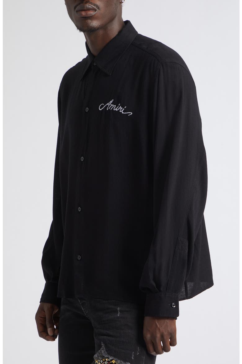 MA Check Viscose Button-Up Shirt, Alternate, color, BLACK