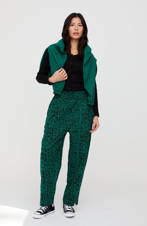 Turtledove London Organic Cotton Kate Barrel Leg Trousers In Green