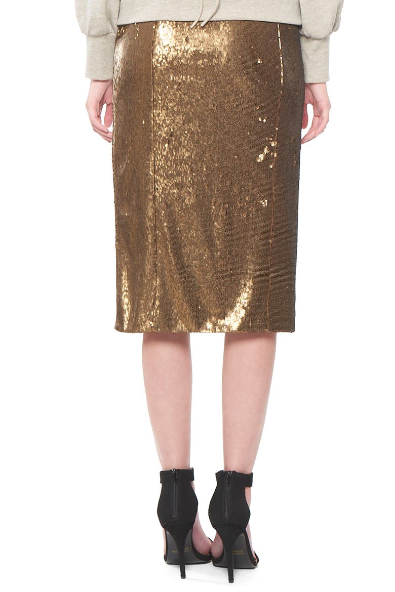 Sequin Wrap Skirt, Alternate, color, BRONZE