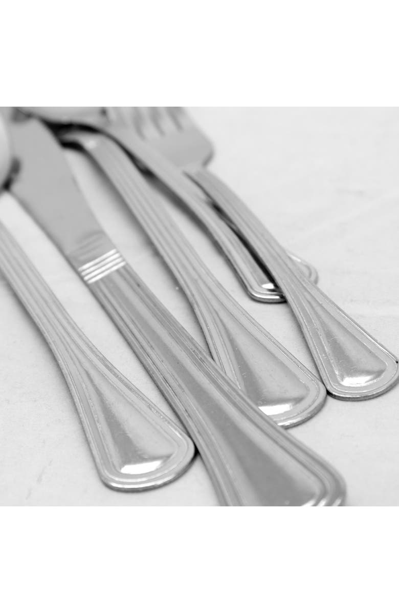 Gibson Home South Bay 65 Piece Stainless Steel Flatware Service Set with Wire Caddy, Alternate, color, Metallic Silver