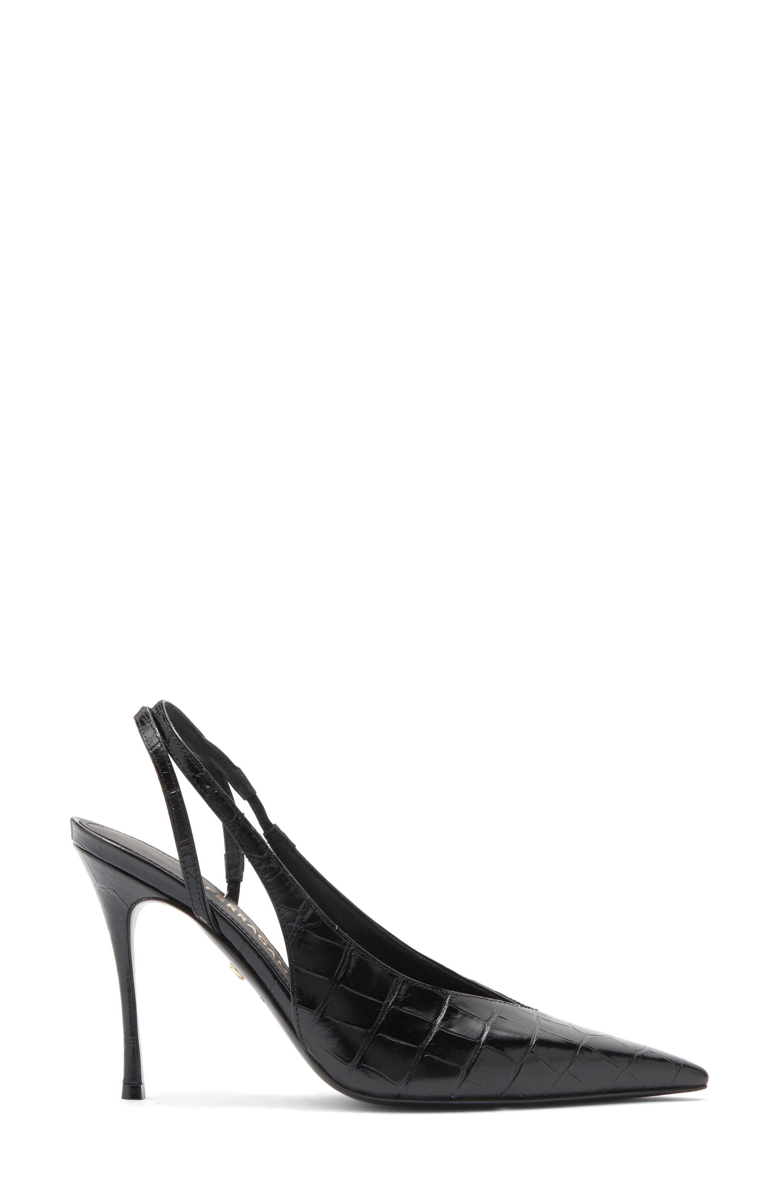 Cressy Pointed Toe Slingback Pump, Alternate, color, NERO VERN SETA PAINT