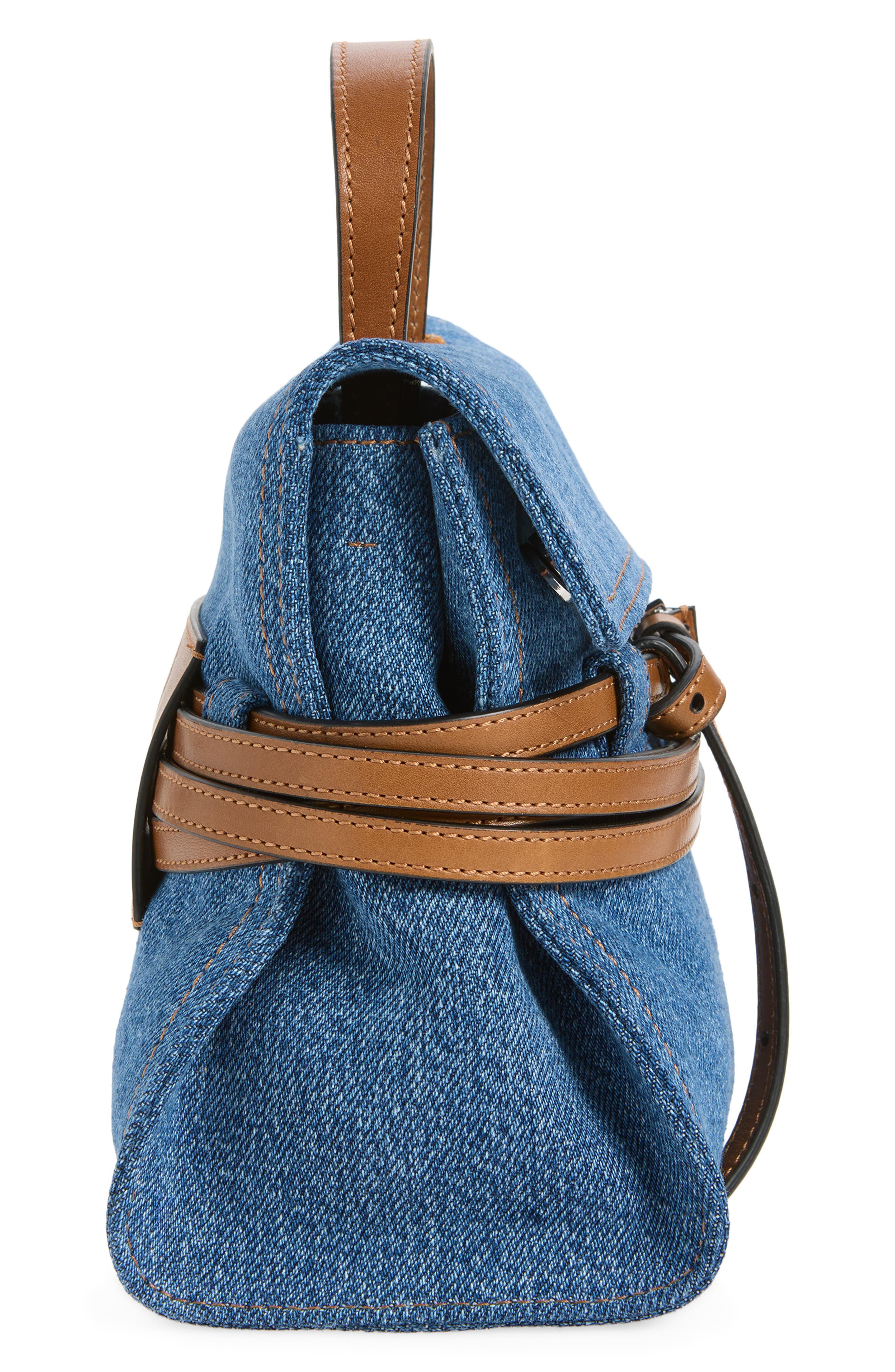 Tie Me Denim Top Handle Bag, Alternate, color, DENIM