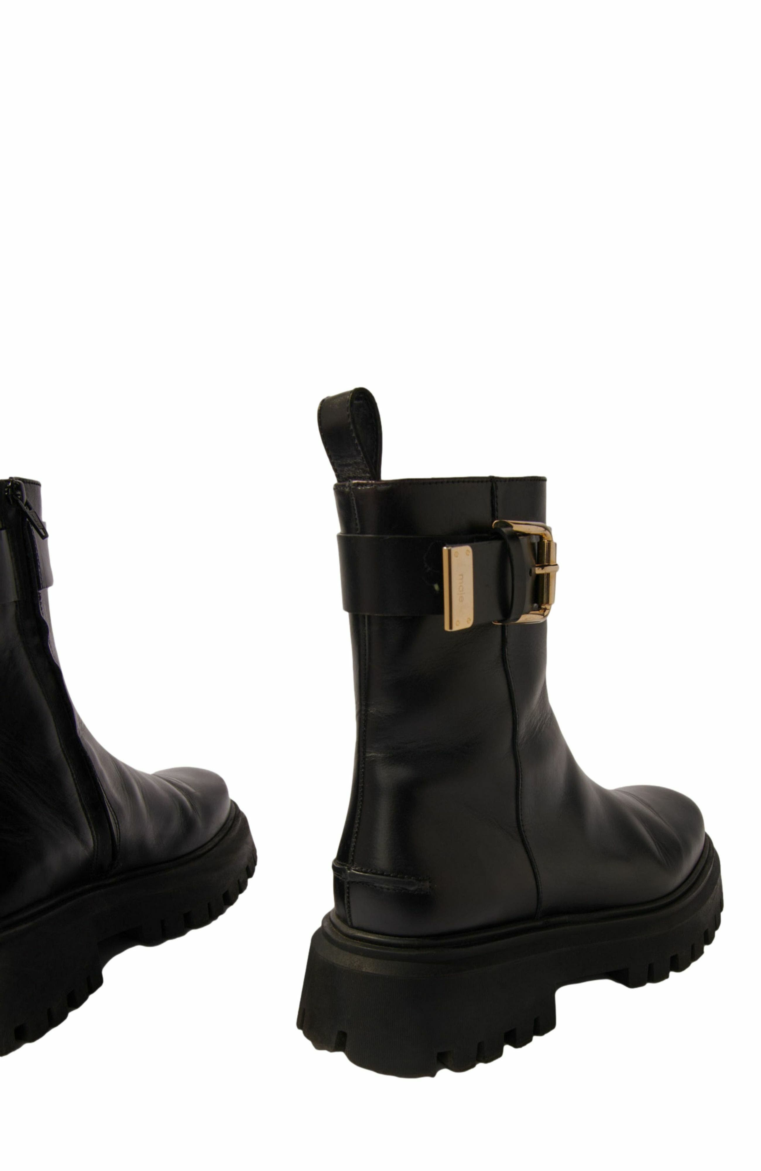 maje Leather ankle boots with buckles, Alternate, color, 