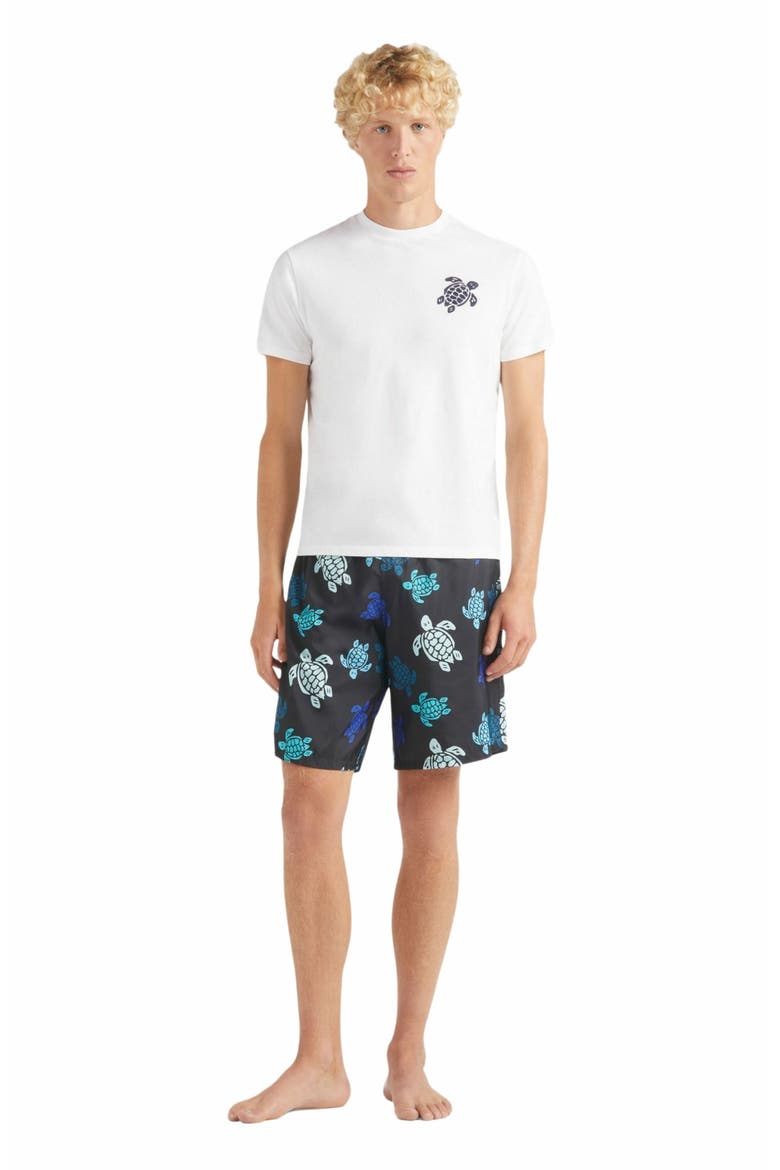 Men's Embroidered Turtle Cotton T-Shirt, Alternate, color, BLANC