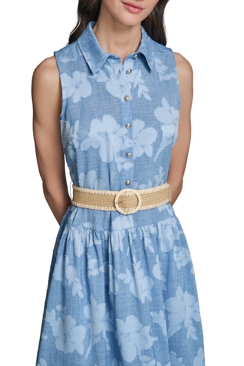 Flora Sleeveless Denim Midi Dress, Alternate, color, MEDIUM WASH